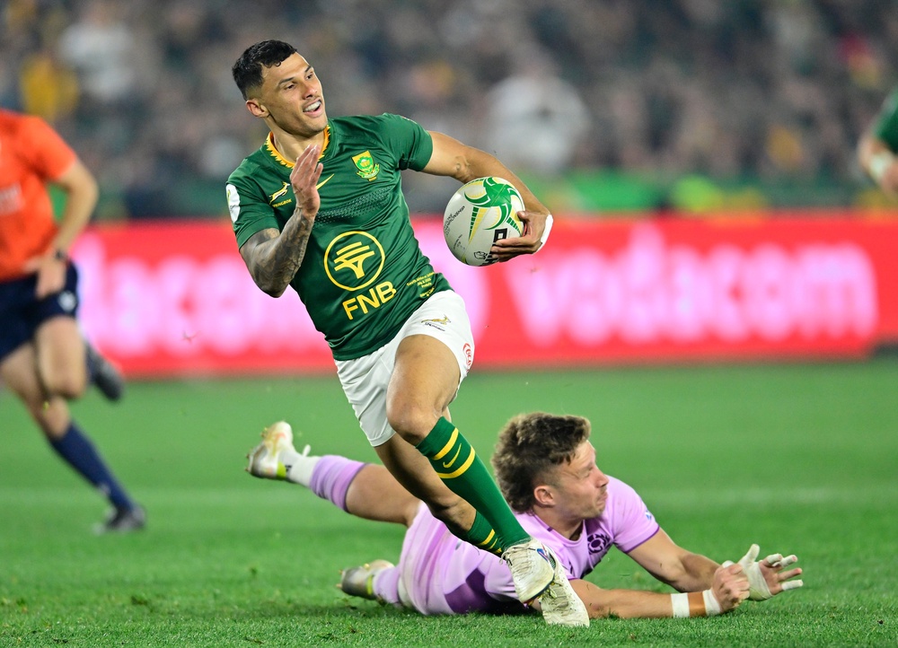 The Springboks surged into an early lead, starting with Embrose Papier’s try (Getty)
