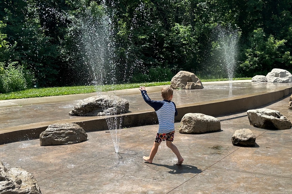 A child plays in a fountain in Des Moines, Iowa. Iowa was ranked 7th on CNBC’s 2026 list of cheapest overall states in the U.S. (AP)