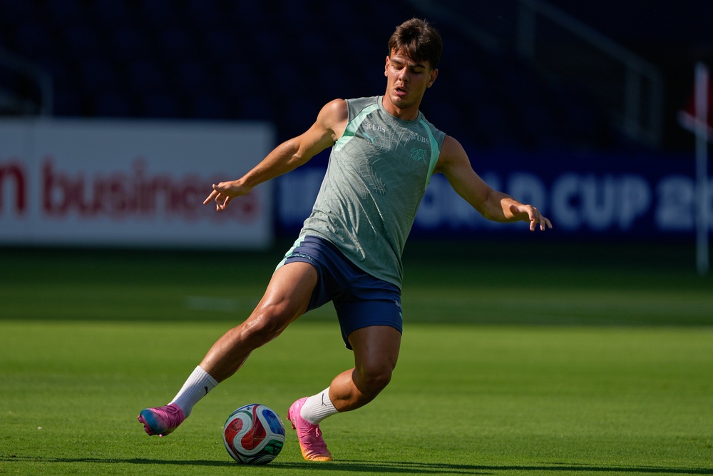 Switzerland's Ardon Jashari trains ahead of Argentina quarter-final (AP)