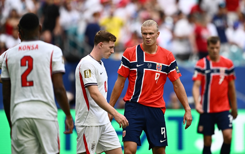 Erling Haaland was penalised for a push on Elliot Anderson (Reuters)
