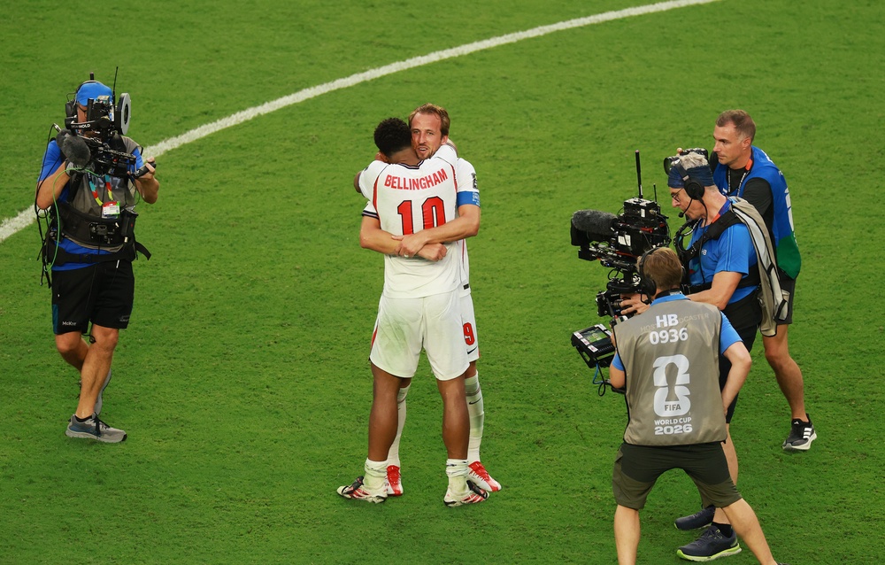 Jude Bellingham #10 and Harry Kane #9 of England celebrate (Getty)