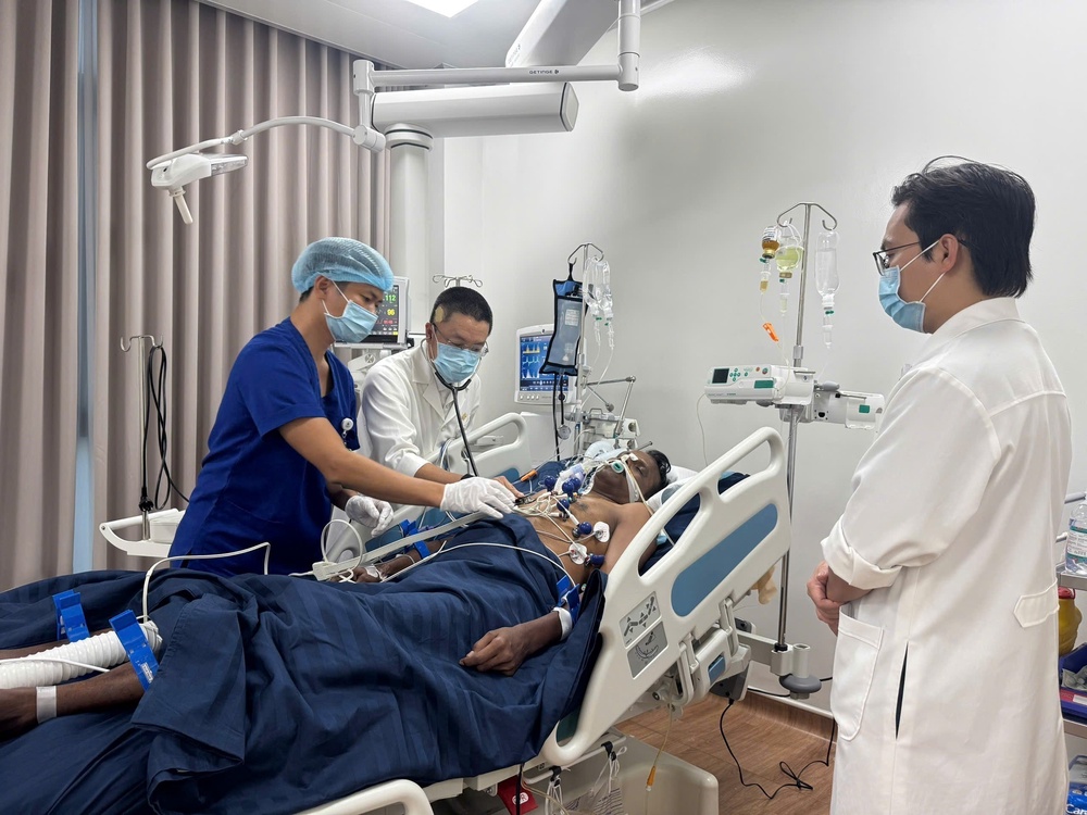 An Indian tourist rescued from the capsized speedboat receives treatment at a hospital in Phu Quoc, Vietnam (AP)