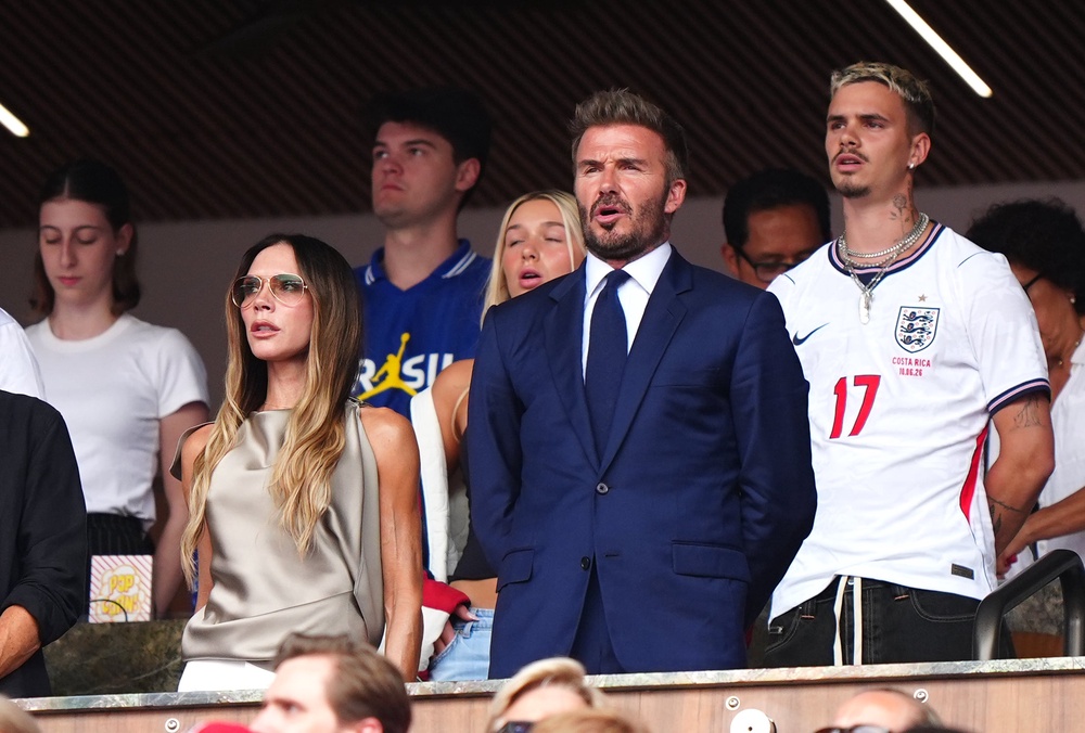 The Beckham family gathered to watch England take on Norway in Miami Saturday, but Brooklyn didn’t join them (PA)