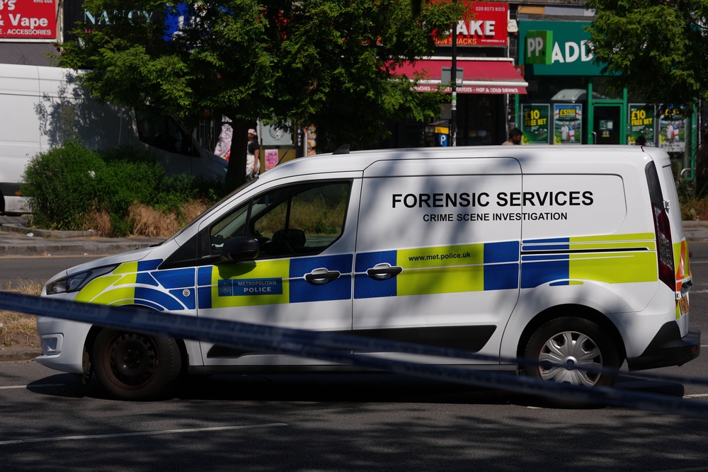 A Forensic Services Crime Scene Investigation van at the scene (Maja Smiejkowska/PA) (PA Wire)