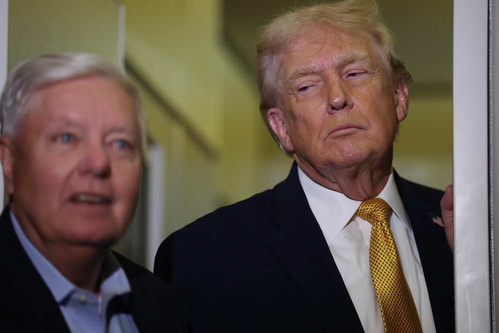 President Donald Trump praised Lindsey Graham as being 'like a member of the family' after his sudden death Saturday (Getty Images)