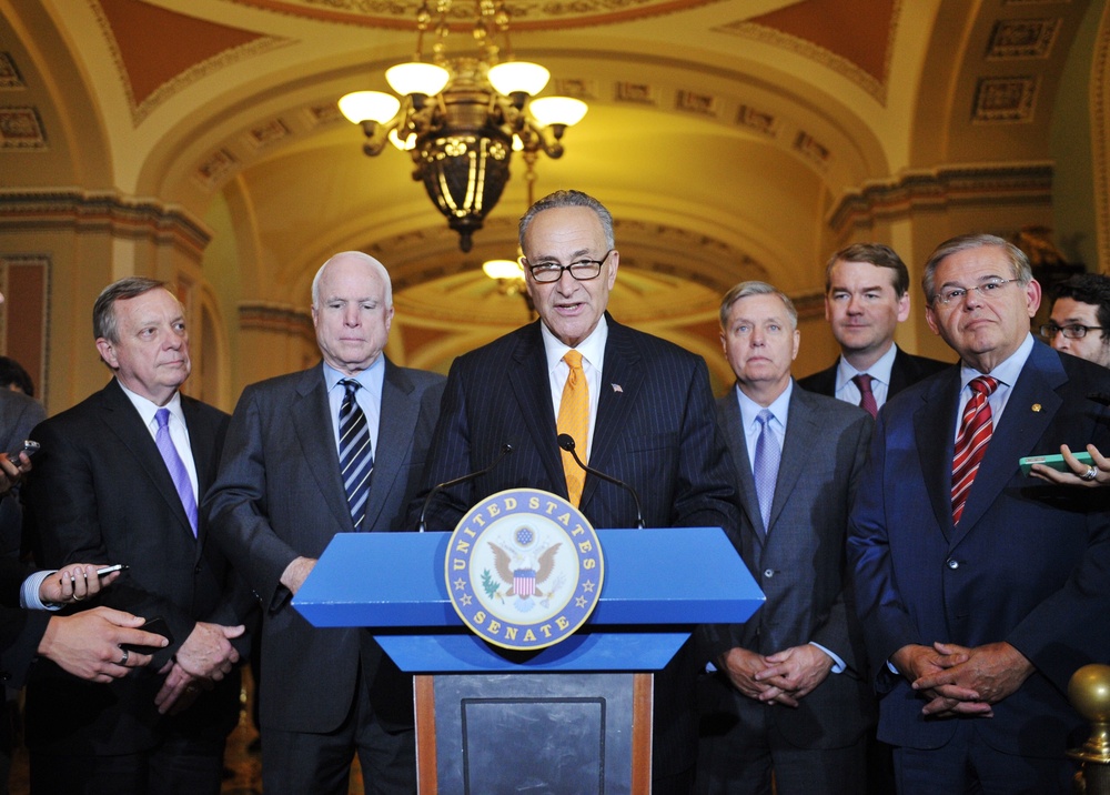 Graham worked with Senators Chuck Schumer (D-N.Y.), John McCain (R-Ariz.), Bob Menendez (D-N.J.), Dick Durbin (D-Ill.) and Michael Bennet (D-Colo.) on an ill-fated bipartisan immigration reform bill (AFP/Getty)