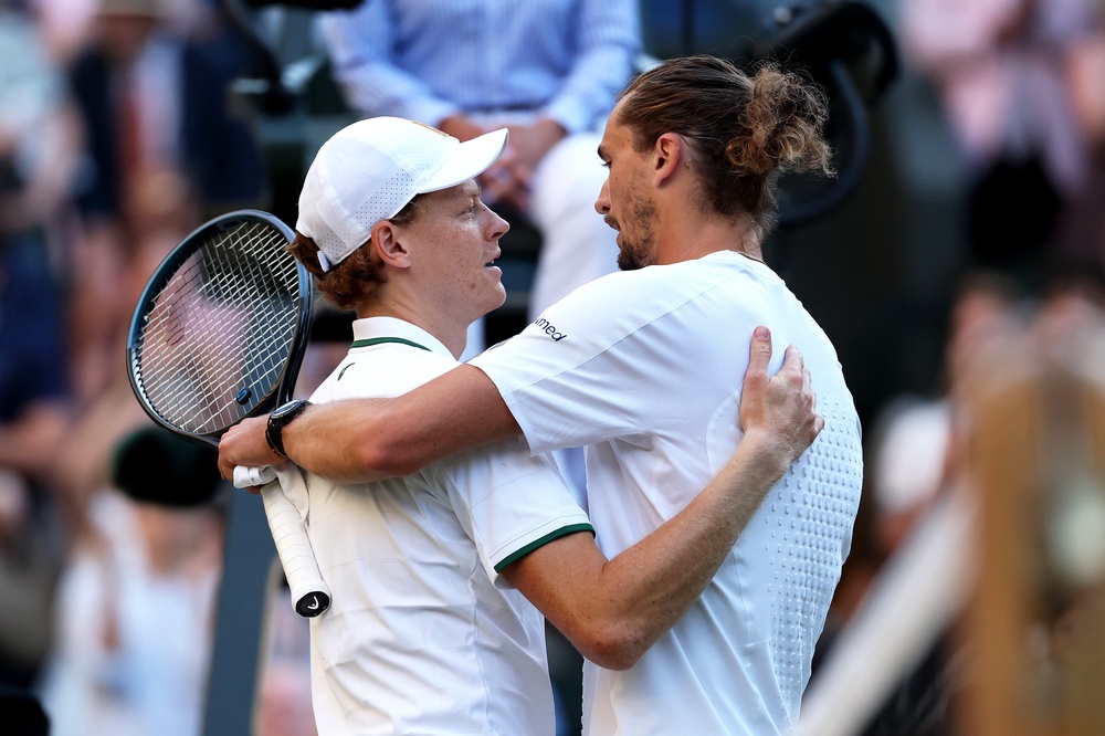 The new world No 2 Zverev pushed Sinner all the way in his first Wimbledon final (Getty)