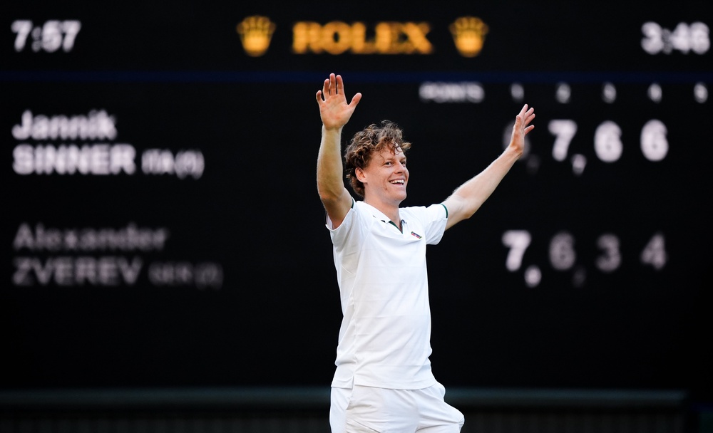 Jannik Sinner celebrates his victory over Alexander Zverev (Mike Egerton/PA) (PA Wire)