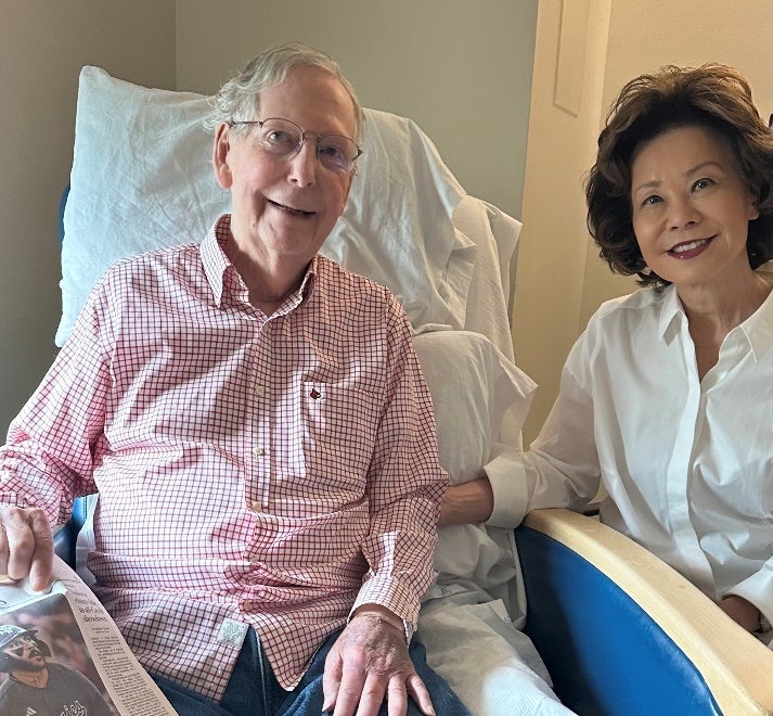McConnell was hospitalized in June and little information has emerged about his condition (Sen. Mitch McConnell)