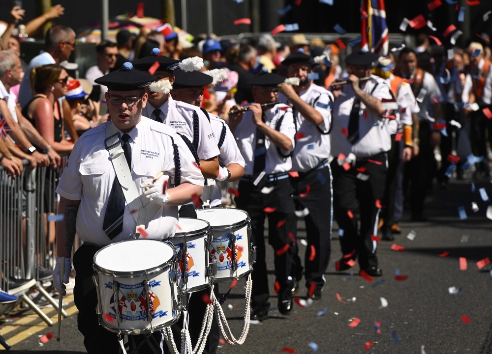 Orange Lodges are accompanied by marching bands (Mark Marlow/PA) (PA Archive)