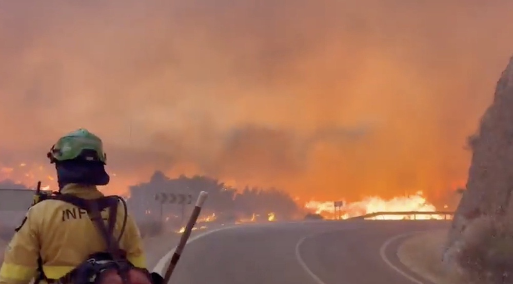 Screengrab taken from video of part of a wildfire in Almeria, Andalucia (EMA Infoca/PA) (PA Media)