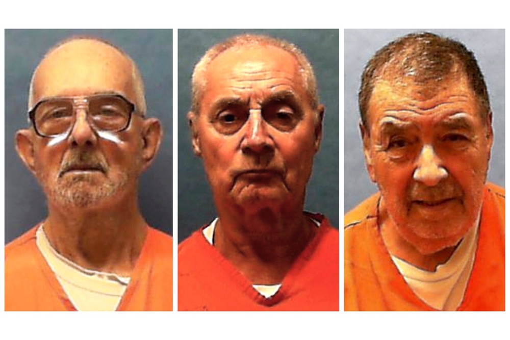 This combination of undated booking photos provided by the Florida Department of Corrections in July 2026 shows, from left, Dusty Ray Spencer, Dennis Sochor and Dominick Occhicone (AP)