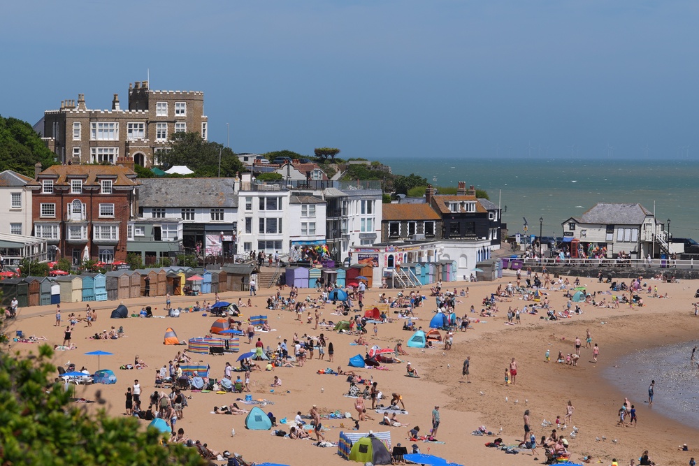 People enjoy the sun at Viking Bay, Broadstairs, Kent over the weekend (Gareth Fuller/PA) (PA Wire)