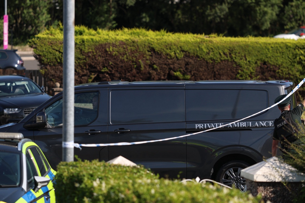 An ambulance at the scene in the Old Cullybackey Road area of Ballymena (Liam McBurney/PA) (PA Wire)