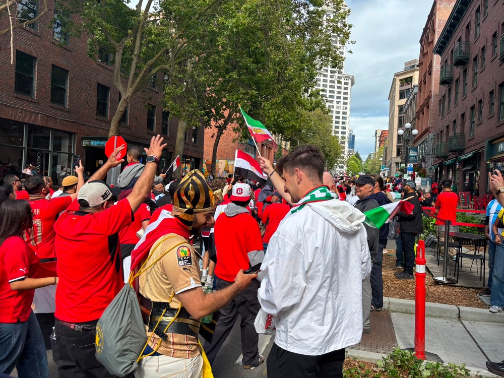 Egypt fans mix with Iranians in Seattle (Kieran Jackson/The Independent)