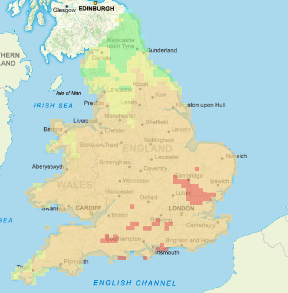 Natural England wildfire warnings for Wednesday (Natural England)