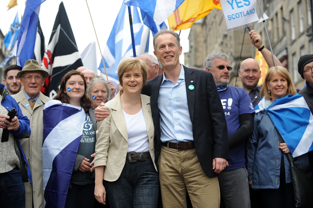 The statement was issued on behalf of former Yes Scotland chief executive Blair Jenkins (centre, right) seen here with Nicola Sturgeon. (Lesley Martin/PA)