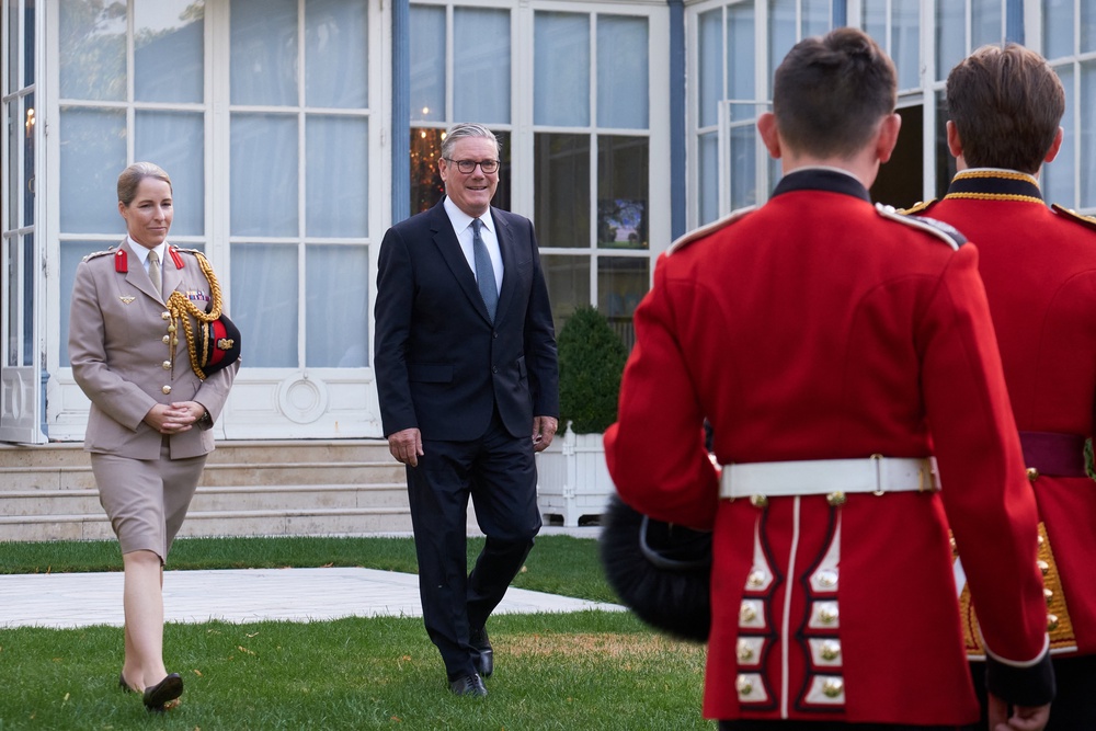 Keir Starmer meets with the British Army's Grenadier Guards at the British Residence ahead of the annual Bastille Day military parade in Paris (AFP/Getty)