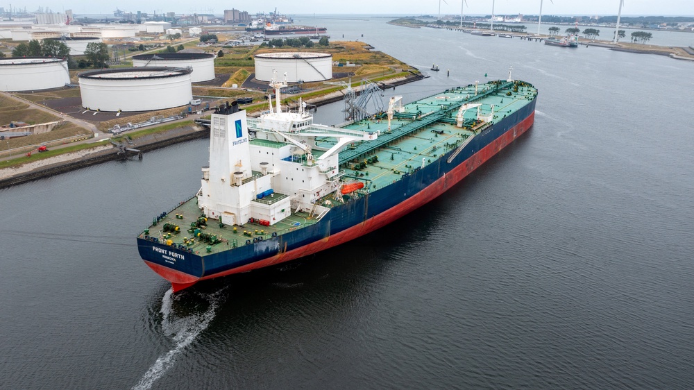 The VLCC Mobassa B (previously named Front Forth), one of the two tankers which the UAE defence ministry said was struck by Iranian cruise missiles while transiting the Strait of Hormuz (Reuters)