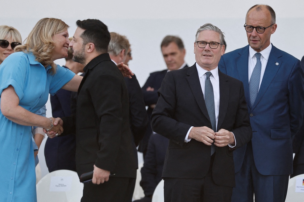 Prime Minister Keir Starmer with world leaders ahead of the Bastille Day parade. (AFP/Getty)