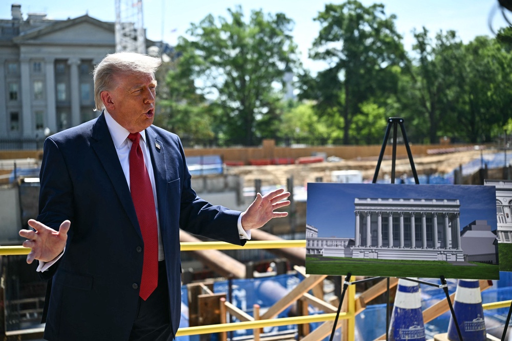In a mid-May press conference, the president gave updates about the Iran war while boasting about his planned White House ballroom (AFP/Getty)