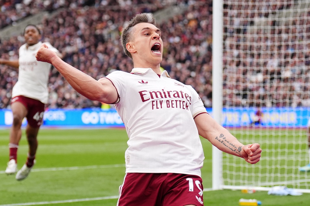 Arsenal’s Leandro Trossard scored a vital goal at West Ham last season (John Walton/PA) (PA Wire)