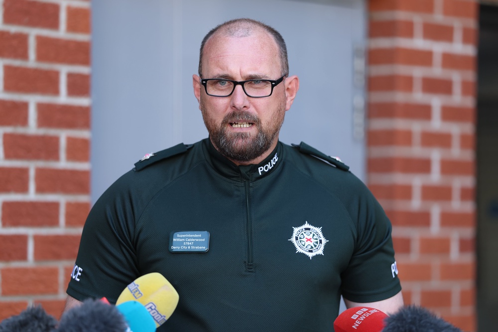 Superintendent William Calderwood, speaking to the media at Ballymena Police Station (Liam McBurney/PA) (PA Wire)