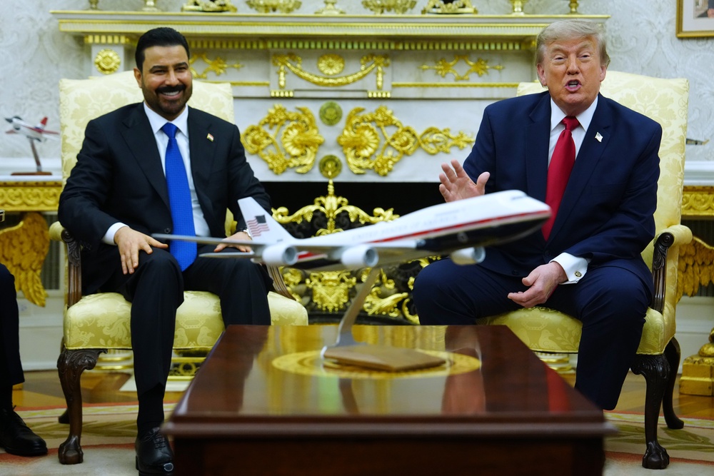 President Donald Trump meets with Iraq's Prime Minister Ali al-Zaidi in the Oval Office of the White House (AP)