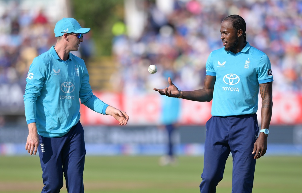 Harry Brook, left, and paceman Jofra Archer (PA)