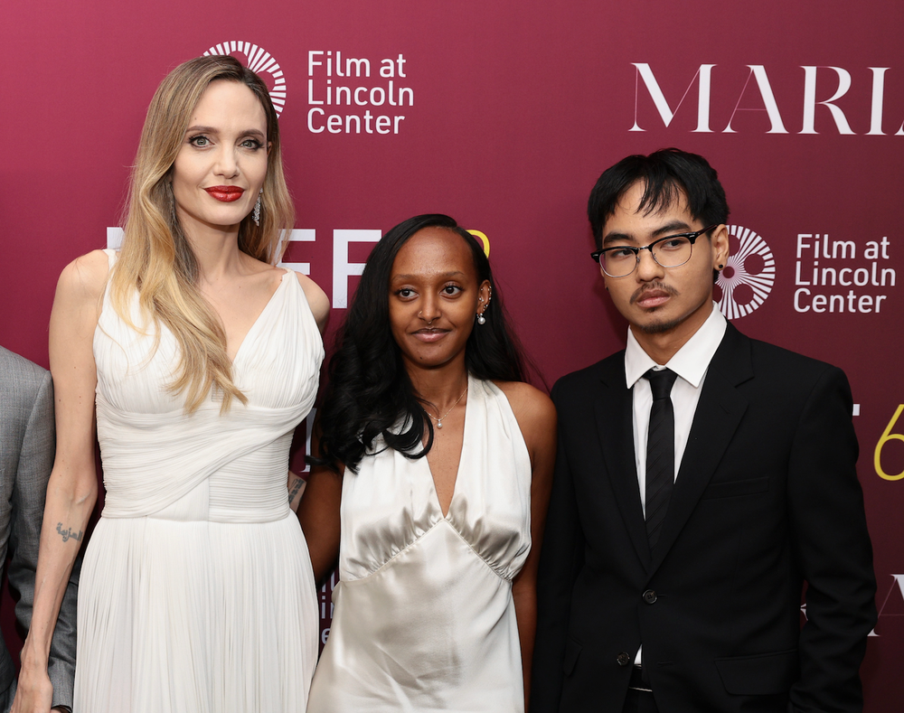 The actor with children, Zahara and Maddox, at a New York film screening in 2024 (Getty)