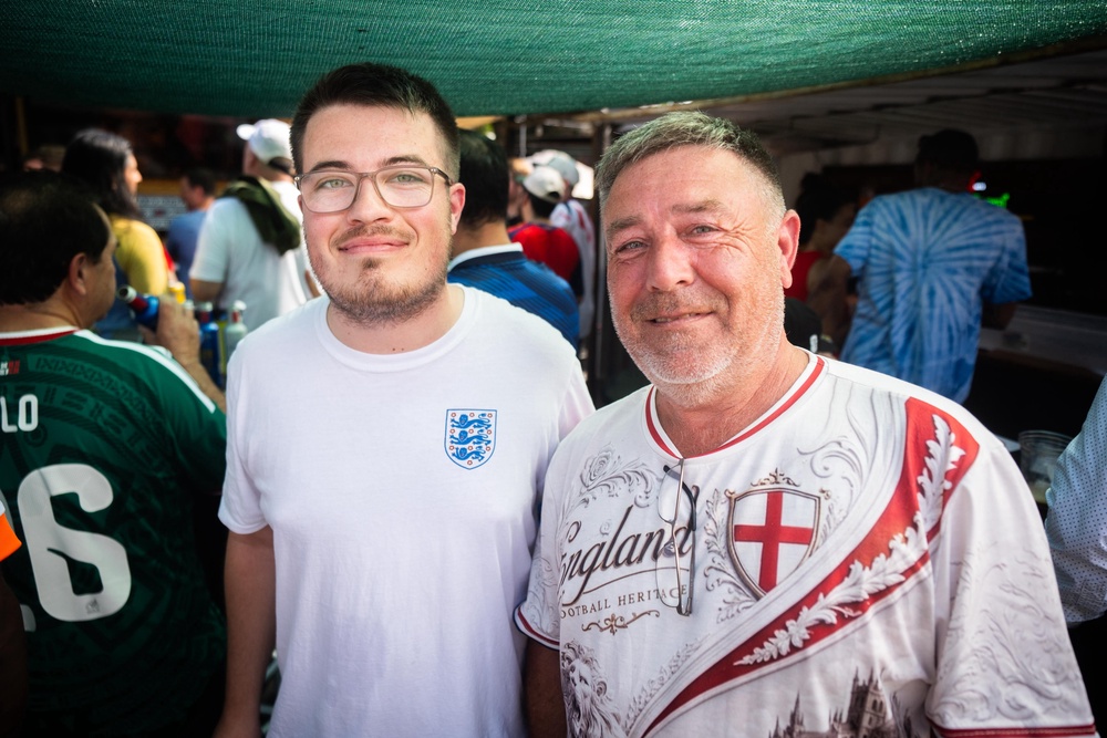 Colin Lester, 25, (left) and Mark Lester, 56, pose at a bar in Atlanta, Georgia (James Manning/PA) (PA Wire)
