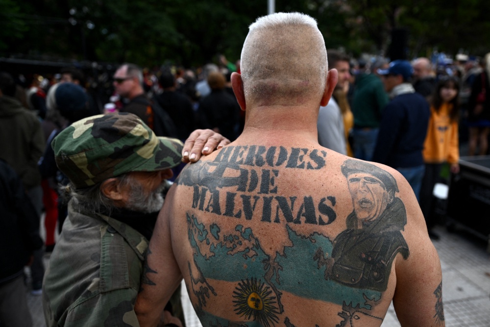 Falklands War veterans attend a ceremony in Buenos Aires in 2024 to commemorate the 42nd anniversary of the conflict (AFP/Getty)