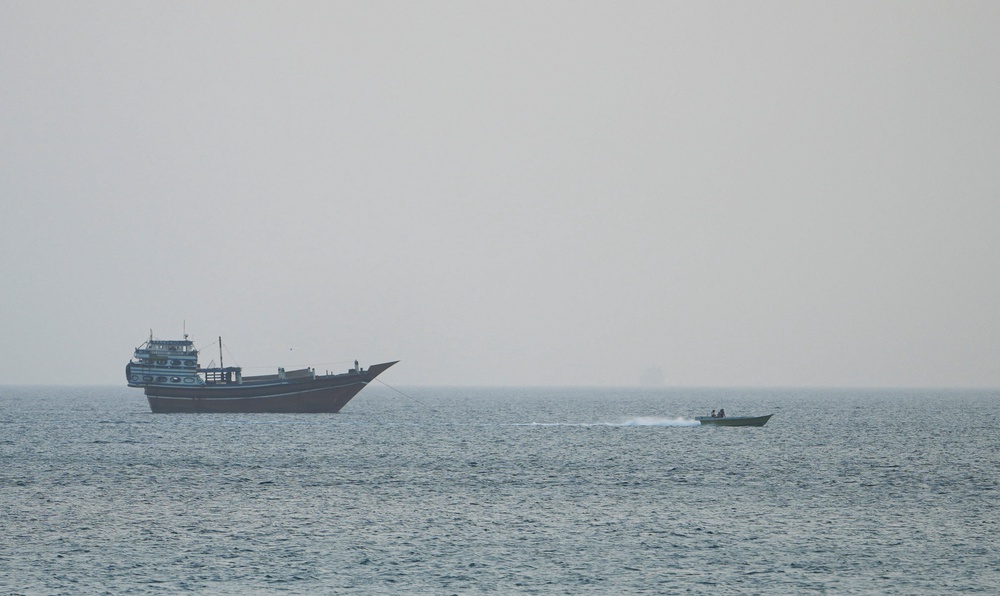 A vessel at the Strait of Hormuz, as seen from Musandam, Oman, July 15 (Reuters)