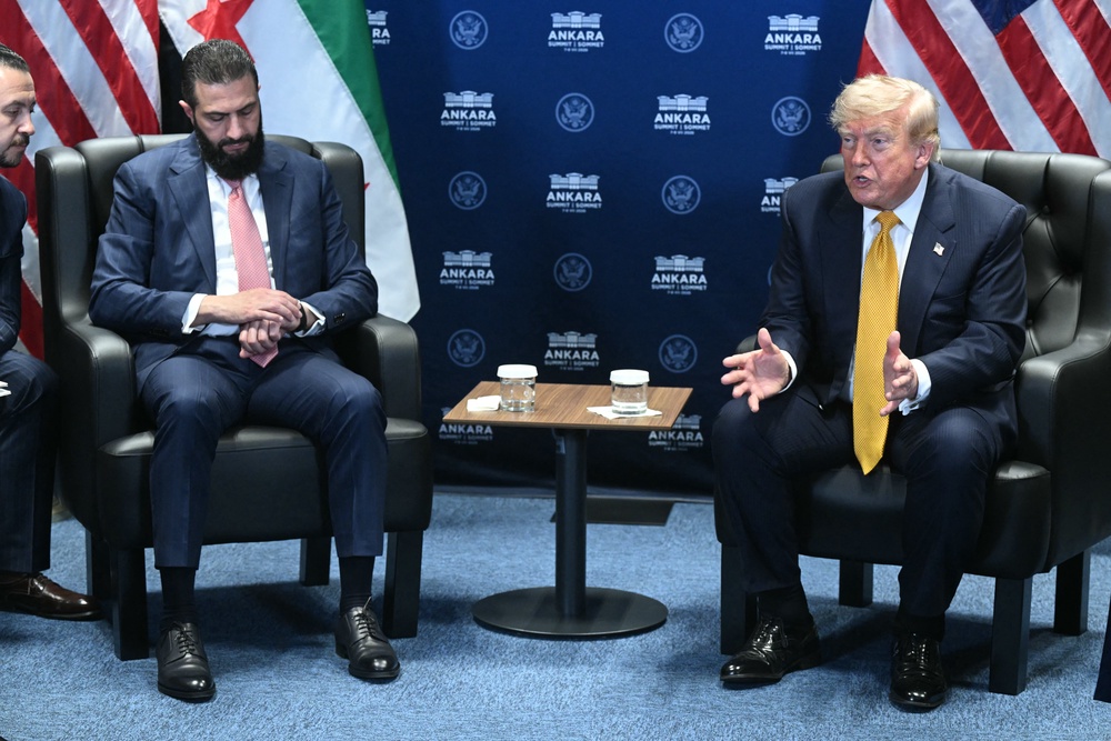 Al-Sharaa and Trump at the Nato summit in Ankara (AFP/Getty)