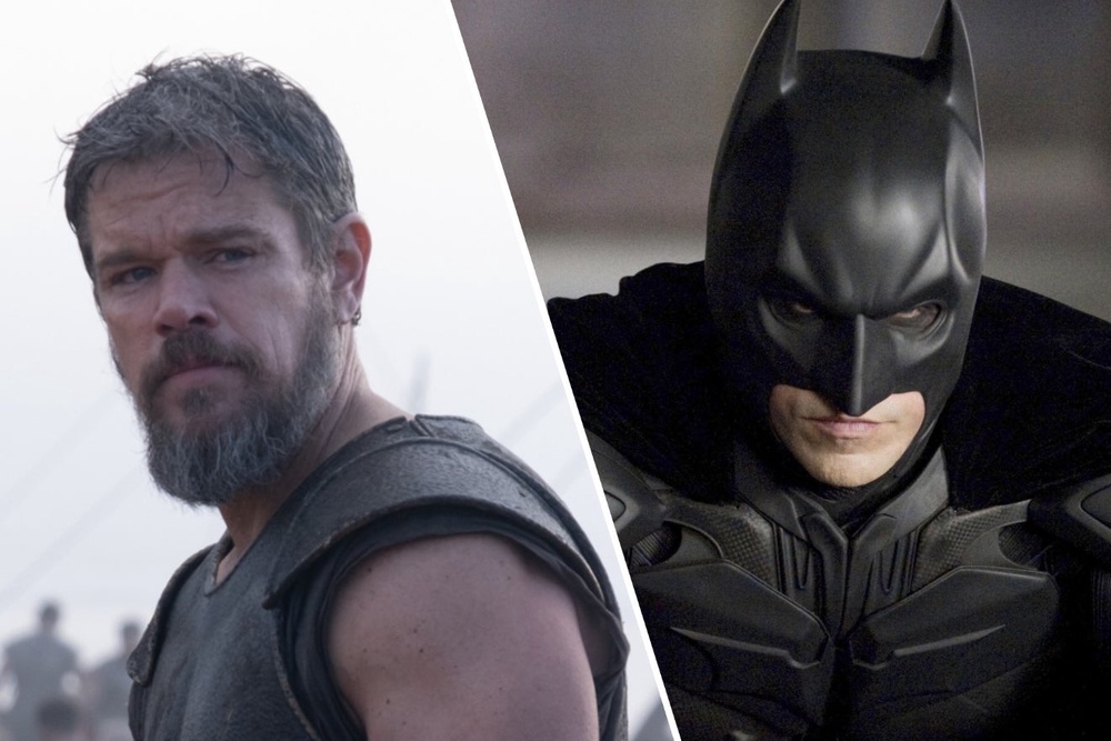 Matt Damon in 'The Odyssey' and Christian Bale in 'The Dark Knight Rises' (Universal Pictures/Shutterstock)