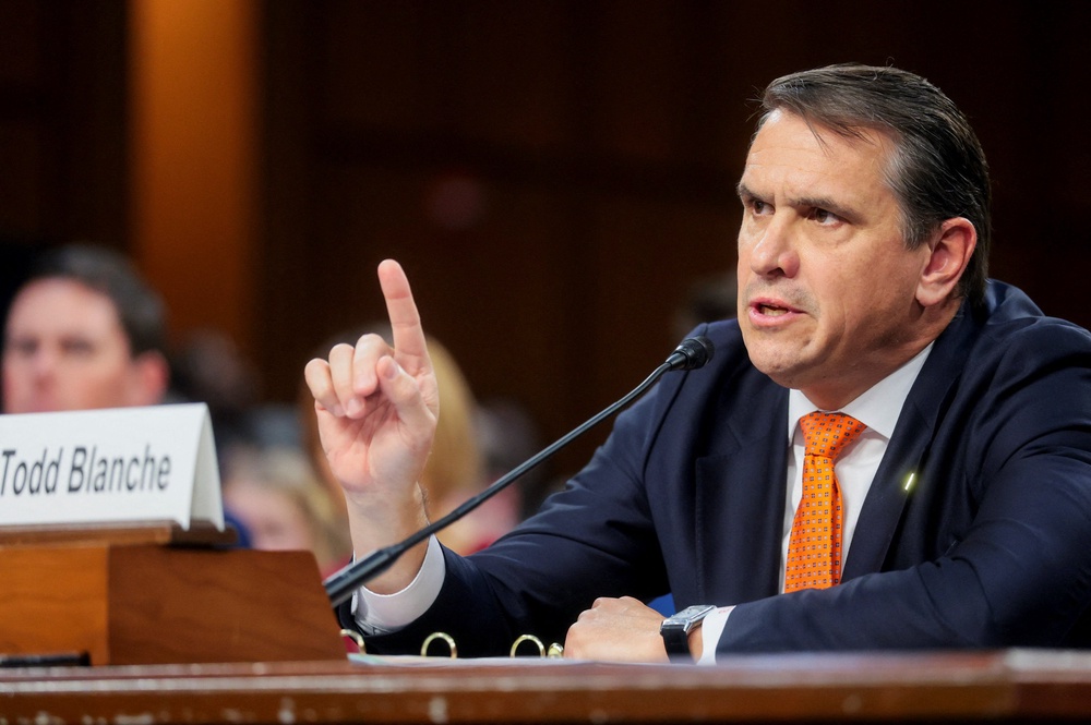 Some groups will ‘remain presumptively ineligible for relief,’ including undocumented immigrants, violent felons and registered sex offenders. Pictured: Blanche speaks at his Senate confirmation hearing (Reuters)