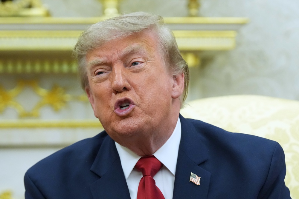 President Donald Trump speaks at the Oval Office (AP)