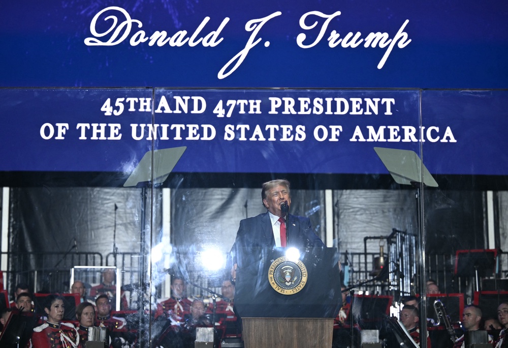 Among the security precautions that the Secret Service has had to adjust since Trump’s assassination attempts is that the president must now stand behind bulletproof glass when speaking at rallies or events (AFP/Getty)