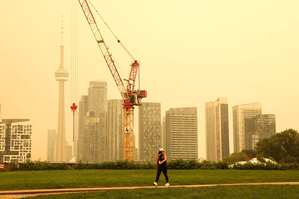 High levels of fine particulate matter in the air from wildfire smoke may be unhealthy for sensitive groups, such as children and people with heart or lung conditions (AFP via Getty Images)