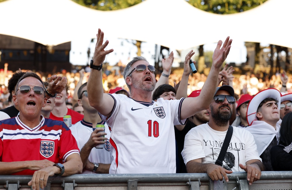 England fans watching a screening of the match (Cody Froggatt/PA) (PA Wire)