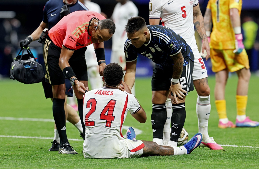 Reece James came off against Argentina after receiving treatment (Reuters)