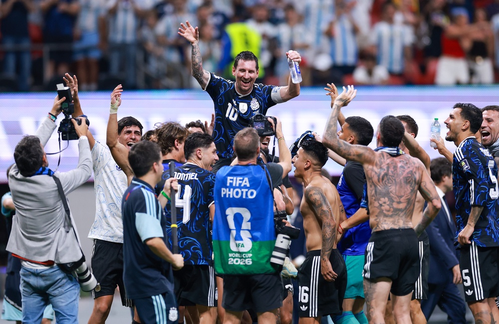 And Argentina were left celebrating a place in the final (Getty)