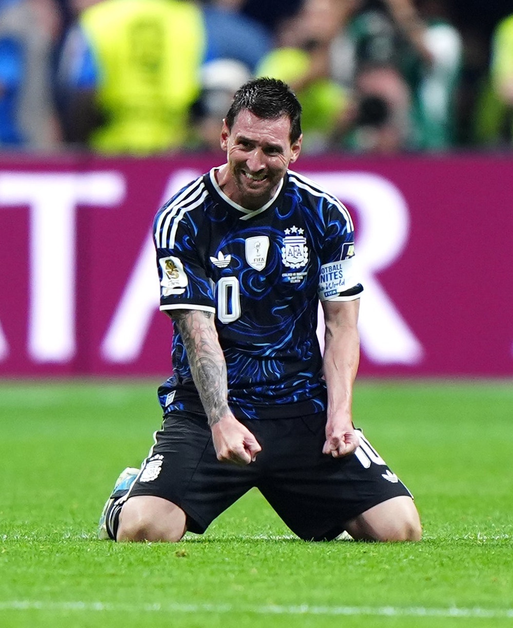 Argentina’s Lionel Messi celebrates following the World Cup 2026 semi-final match at the Atlanta Stadium (Bradley Collyer/PA) (PA Wire)