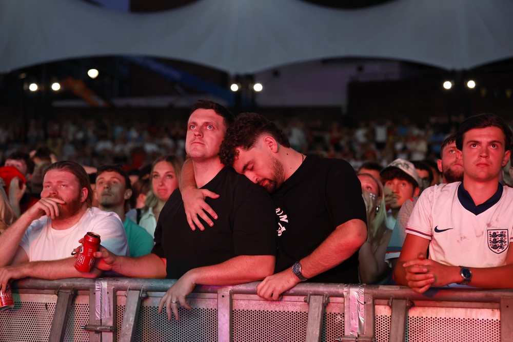 England fans appear dejected at Castlefield Bowl, Manchester (Cody Froggatt/PA) (PA Wire)