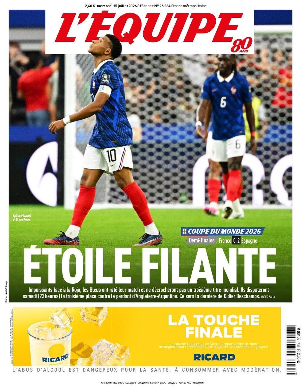 L'Equipe reacts to France's World cup loss to Spain (L'Equipe)