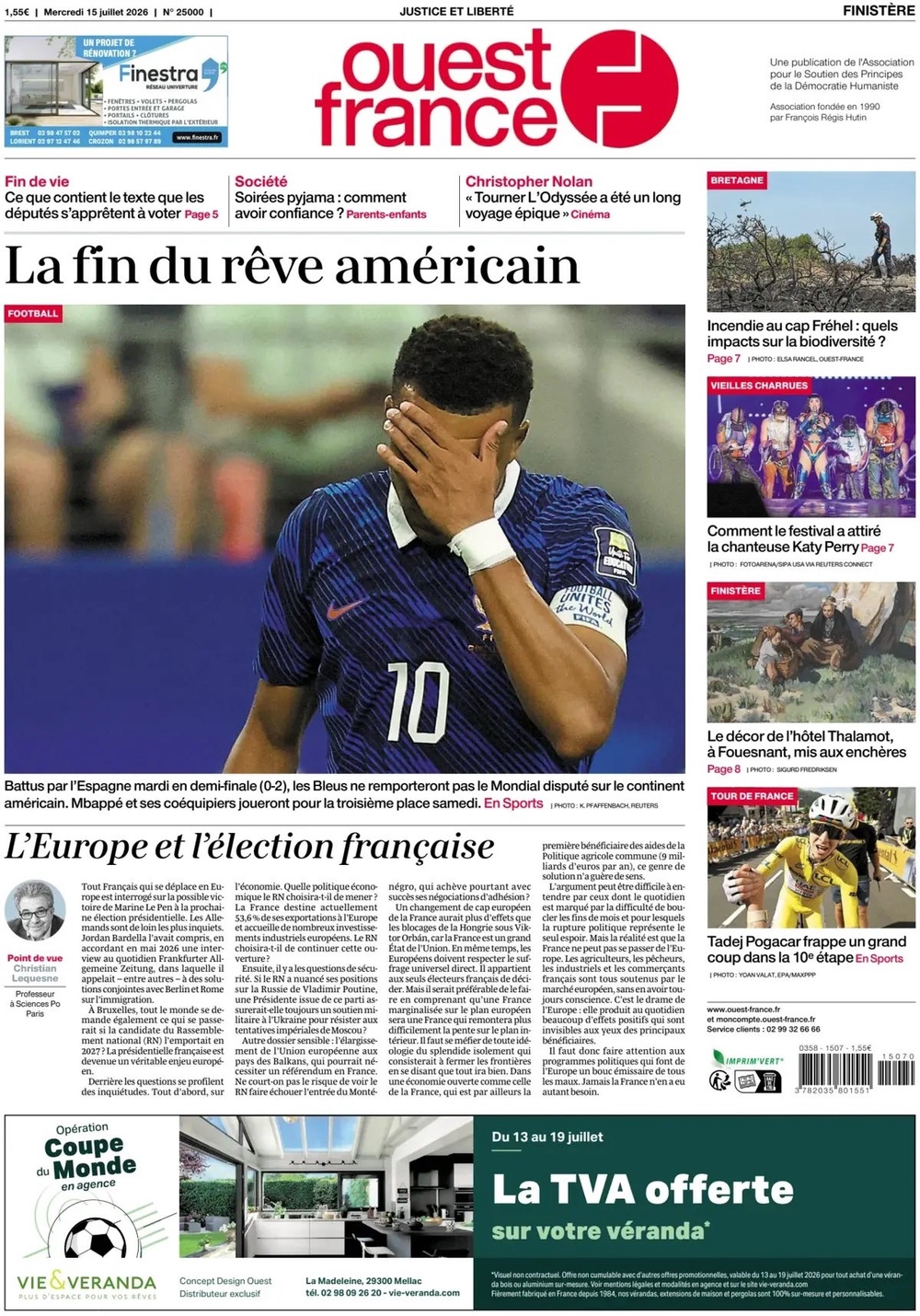 Ouest France described it as 'the end of the American dream' (Ouest France)