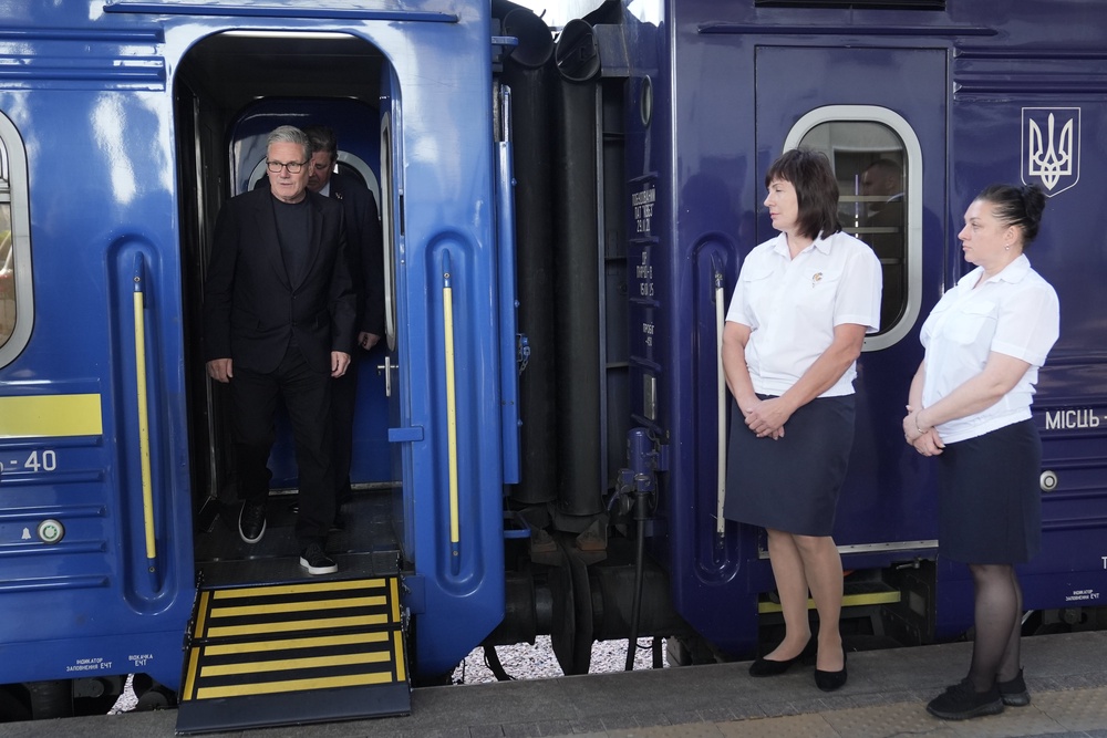 Sir Keir Starmer arrives at the station in Kyiv (Stefan Rousseau/PA) (PA Wire)