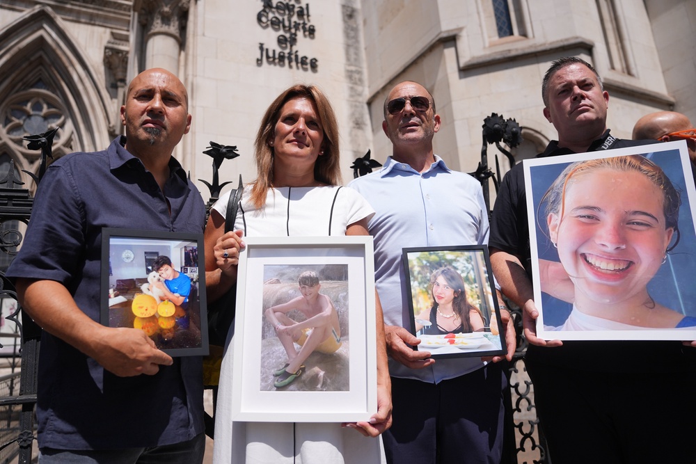 Ellen Roome (centre) with bereaved parents outside the Royal Courts of Justice following the ruling (Yui Mok/PA) (PA Wire)