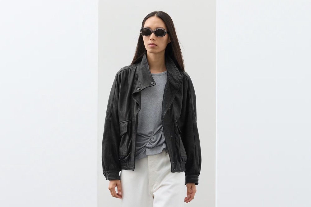 Stealth style: this leather funnel jacket is one example of the pieces M&S is producing for a fraction of the price of high-end retailers (M&S)