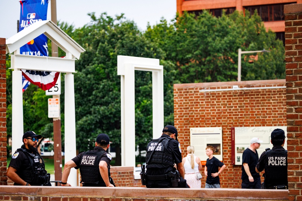 US Park Police guard the new installation at the President’s House (Reuters)